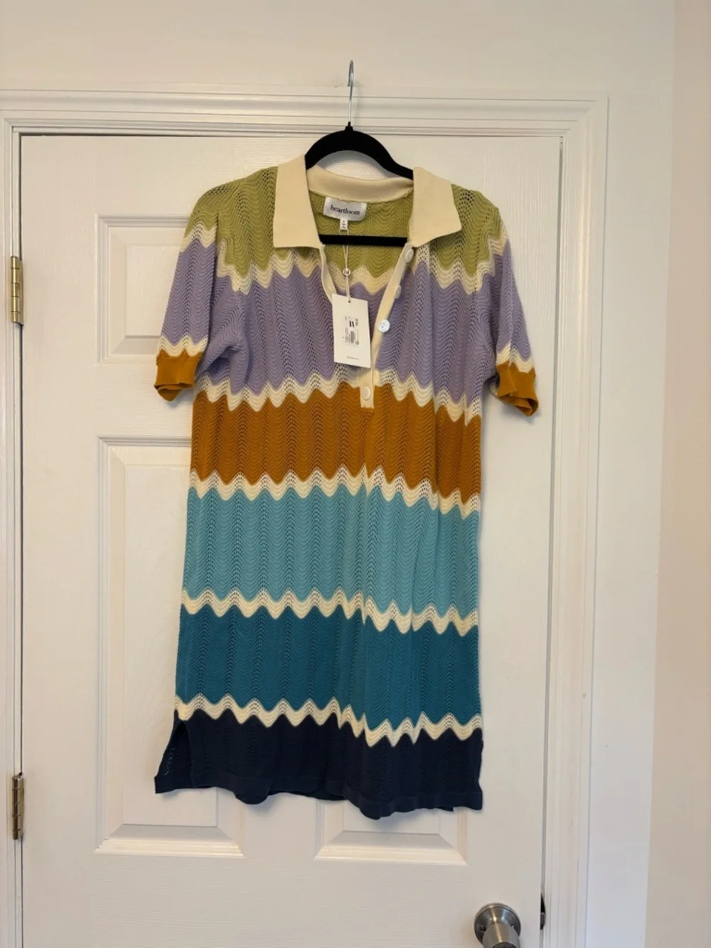 Heartloom Chevron Pointelle Knit Cardigan Sweater Multicolor Size S NWT